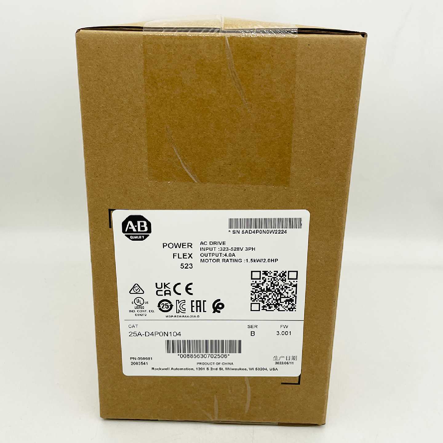 议价25A-D4P0N104美国罗克韦尔AB全新未拆封质保1年变频器25AD4P0