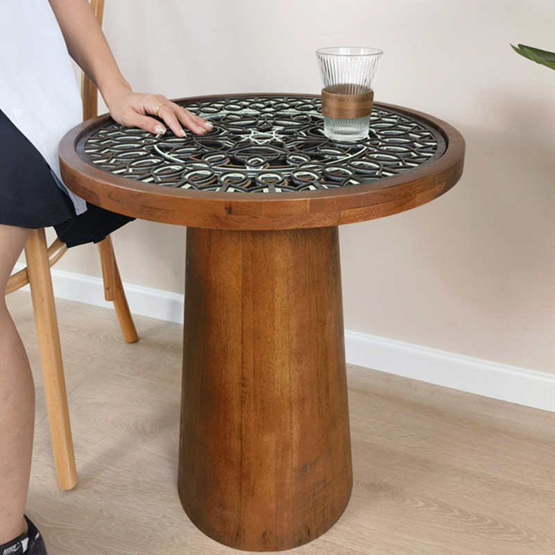 摩纳哥实木茶几北欧创意角几咖啡餐桌边客厅奶茶几卧室沙发圆形