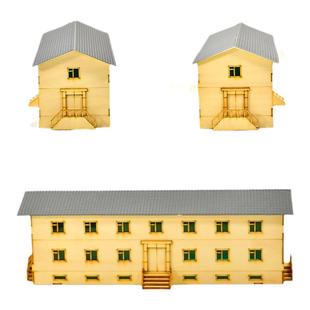 仿真建筑模型成品免拼接木质手工作业可定制沙盘小厂房食堂楼房屋