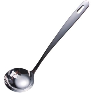 优质不锈钢火锅漏勺汤勺一体带挂钩火锅勺特厚长柄漏汤勺两件套装