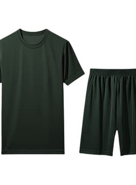 正品绿色体能服短套装