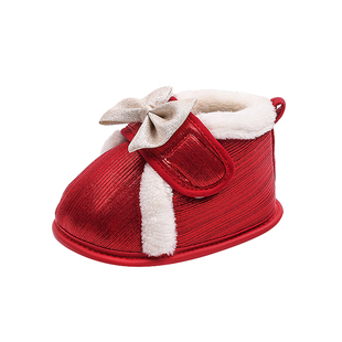 宝宝鞋冬季加绒女1周岁鞋公主鞋女童棉鞋保暖红色生日婴儿鞋软底