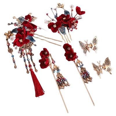 中式秀禾头饰发簪汉服流苏