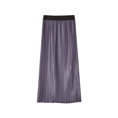 U/TI重工细褶半裙女 通勤风光泽感压皱垂坠A字裙尤缇2025秋季新款