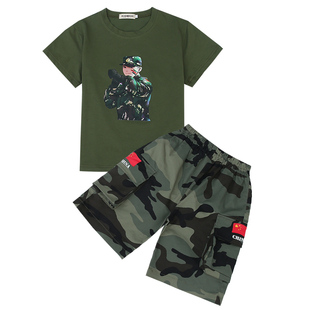 儿童迷彩服夏季短袖套装男童特种兵纯棉衣服男孩运动军装演出服装