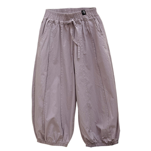 2025新款爆款女童裤子男童夏季纯棉薄款九分裤洋气灯笼裤休闲童装