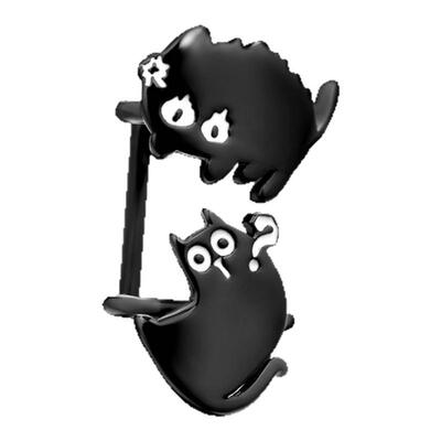 愤怒问号猫耳夹无耳洞小猫耳挂