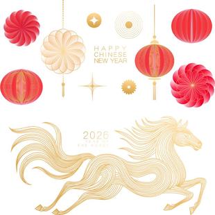 马年简约装饰春节玻璃落地橱窗花静电贴纸写字楼幕墙4S店窗贴新年