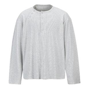 布老哥Blog秋季肌理感不规则亨利领长袖短款百搭打底弹力内搭W520