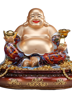 彩铜弥勒佛菩萨大肚笑佛招财摆件开心笑佛像笑佛弥勒佛像摆件家用