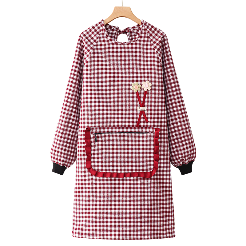 长袖纯棉工作服围裙家用厨房