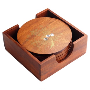 花梨实木耐高温隔热垫螺钿复古餐饭桌防烫中式杯子高级感盘垫砂锅