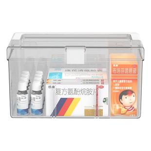 家用便携药箱家庭装医药箱大容量药物收纳盒透明分类医疗急救药盒