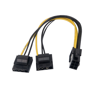 臻威延长卡供电显卡6pin母转大4pin IDE公电源线一拖二供电线20cm