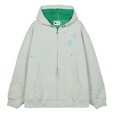 【陈伟霆】CANOTWAIT_S.W.SMILEY联名做旧拉链帽衫秋冬男女款百搭