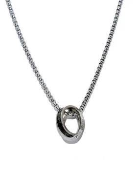 明星同款钛钢双环相扣项链男潮嘻哈简约时尚百搭小众设计戒指项链