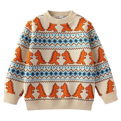 班吉鹿童装恐龙提花毛衣