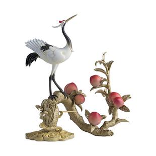 铜师傅《鹤桃同春》客厅装饰品铜摆件 送长辈领导祝寿生日礼物