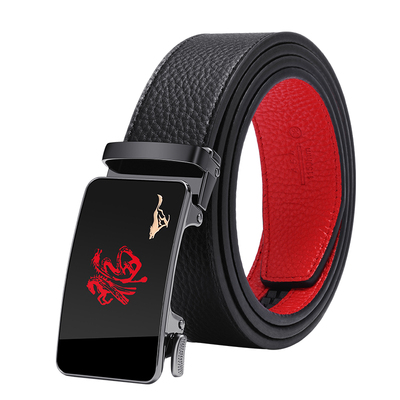 七匹狼红腰带本命年自动扣男皮带