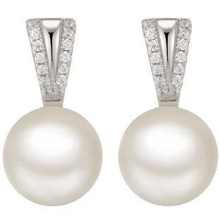 淡水珍珠银耳钉女纯银耳饰耳环项链首饰套装三件套送妈妈生日礼物