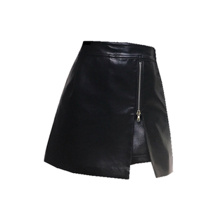 秋冬pu皮短裙裤大码高腰显瘦不规则开叉a字裙韩版百搭遮胯半身裙
