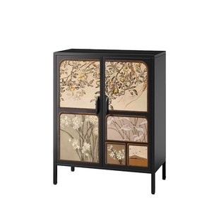 钢制斗柜中古风卧室床置物柜客厅靠墙储物柜沙发旁玄关铁皮收纳柜