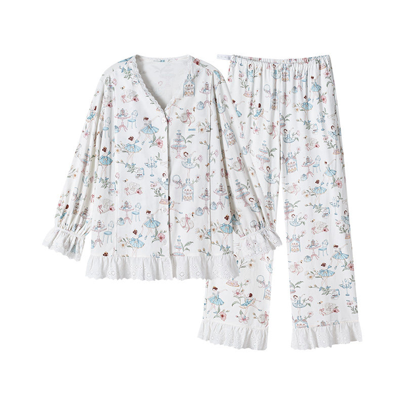 嫚熙四季果柔棉纯棉哺乳睡衣孕妇产后可外穿哺乳衣月子服家居服