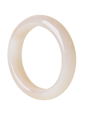 凤飞凰和田玉藕粉宽条玉镯女款