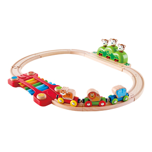 Hape火车轨道丛林音乐套益智拼装玩具积木儿童宝宝男女孩生日礼物