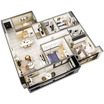 3D效果图制作CAD代画3dmax家工装修建模鸟瞰施工代做室内设计方案