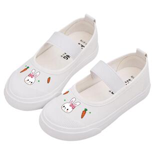 幼儿园小白鞋女儿童女孩童鞋帆布鞋子新款女童布鞋春秋室内入园鞋