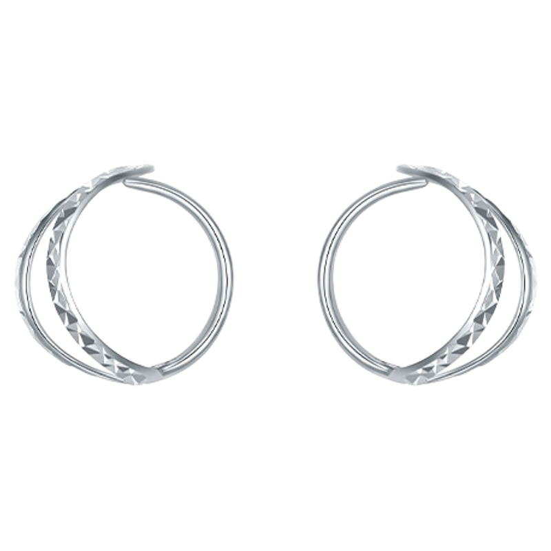 六桂福珠宝铂金素圈耳环