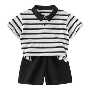 INSbobo儿童衣服男童套装夏季男宝宝条纹两件套夏款宝宝童装百搭