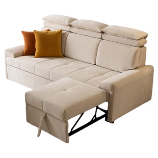 沙发床一体两用可折叠多功能小户型抽拉式雪尼尔拆洗2026新款实木