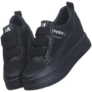 2026夏季新款魔术贴网纱透气小白鞋女厚底内增高8cm韩版百搭女鞋