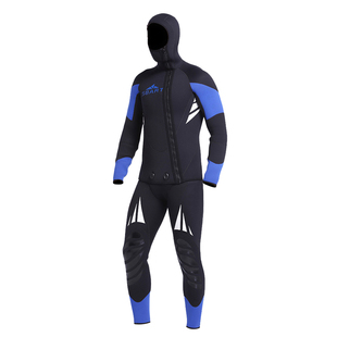 鲨巴特加厚保暖专业潜水服男两件套3/5mm浮潜深潜水母服冬游泳衣
