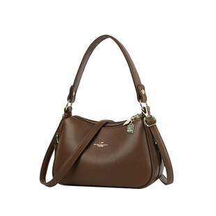 袋鼠真皮女士单肩包2025新款中年妈妈包腋下包包多层斜挎包软牛皮