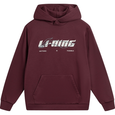 李宁情侣宽松套头连帽卫衣