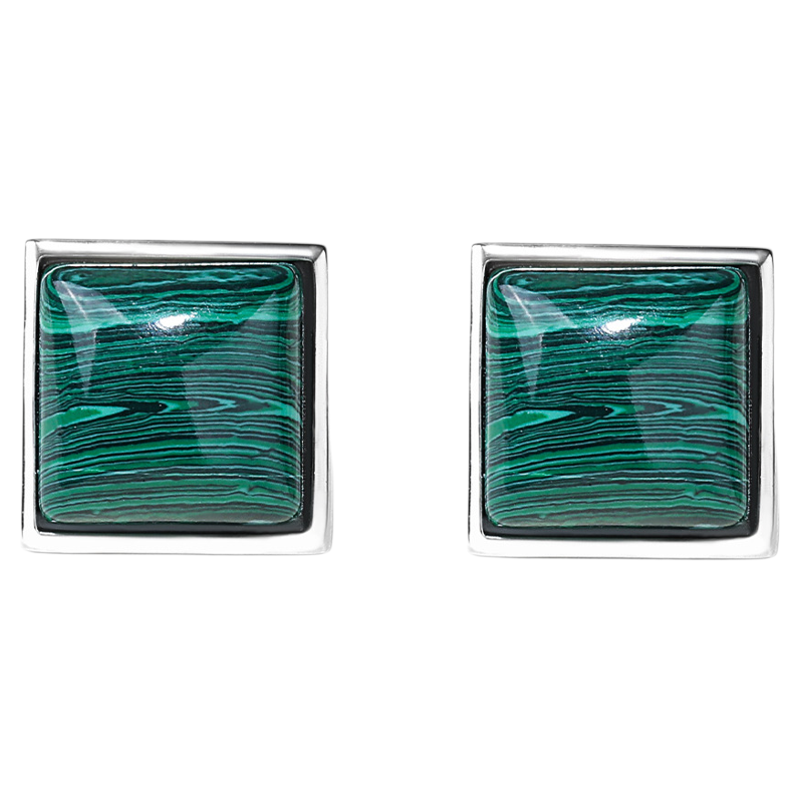 薇拉蒂S925纯银天然孔雀石耳钉女款复古高级感祖母绿耳饰小众耳环