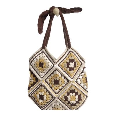 手工DIY大地色复古祖母格包