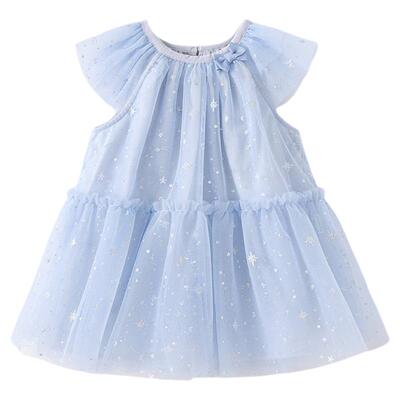 babylove女宝宝连衣裙夏季网纱飞袖蓬蓬裙女童外出裙子洋气公主裙