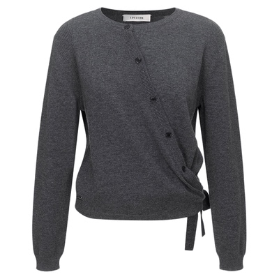 女士新款设计感斜扣圆领开衫