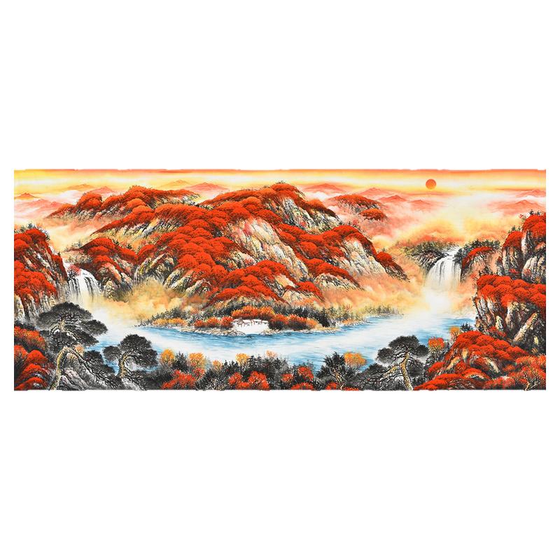 名家纯手绘聚宝盆招财山水画