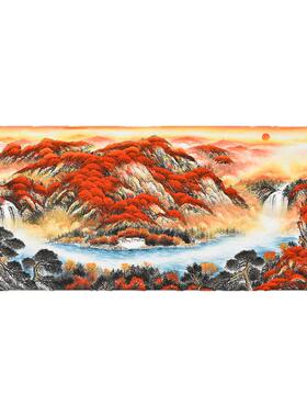 名家纯手绘聚宝盆招财山水画