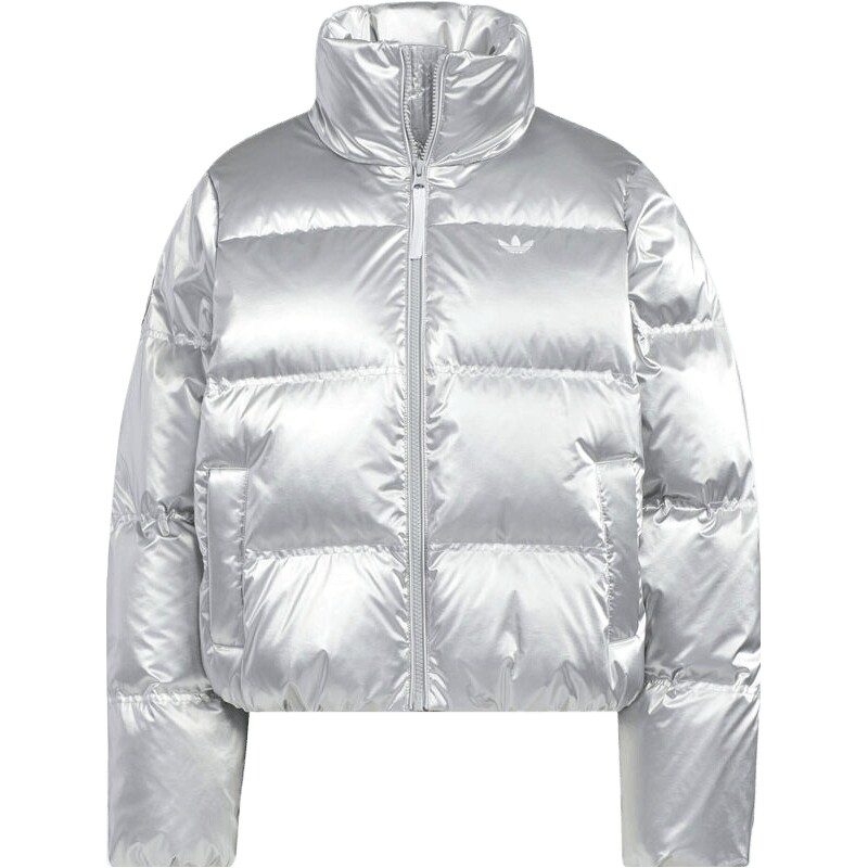adidas阿迪达斯三叶草女子运动休闲保暖亮面立领羽绒服外套KC5402