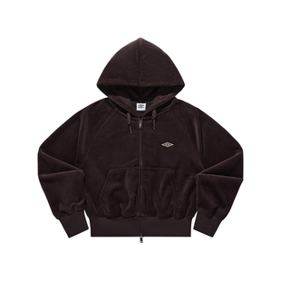 umbro茵宝官方运动新款针织外套美拉德灯芯绒连帽夹克卫衣套装女