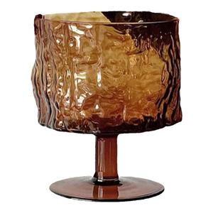 小众设计美拉德中古杯 ins树皮玻璃杯高脚酒杯高颜值咖啡杯果汁杯