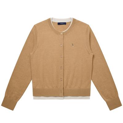 【秋冬甄选】Hazzys哈吉斯针织羊毛开衫女假两件毛衣外套舒适上衣