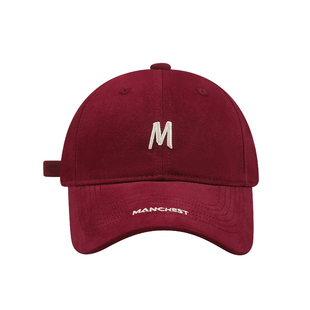 高品质立体M字母刺绣棒球帽子女大头围百搭显脸小遮阳帽鸭舌帽男