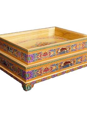 藏式新款手工实木彩绘八吉祥果盘